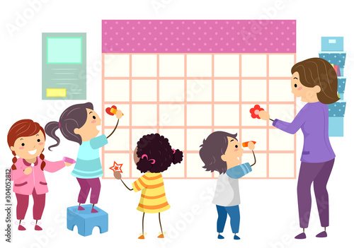 Stickman Kids Students Teac...