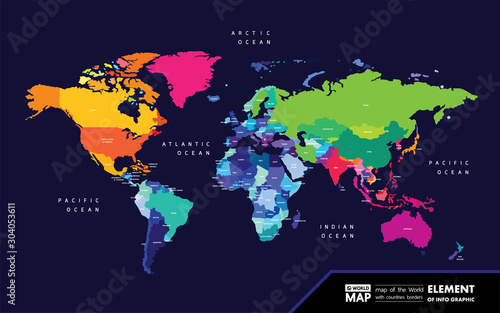 Grand world map graphic element vector illustration.