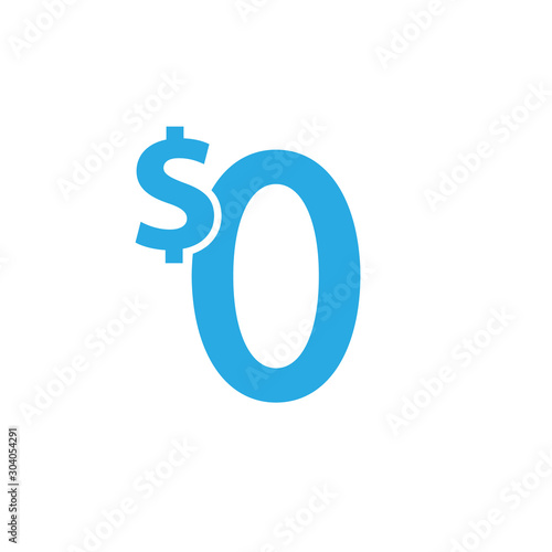 Zero cost simple icon. Clipart image isolated on white background