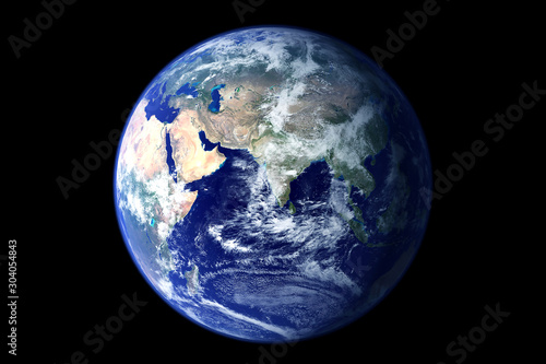 Earth globe from space. On a black background. With the atmosphere. Elements of this image were furnished by NASA.