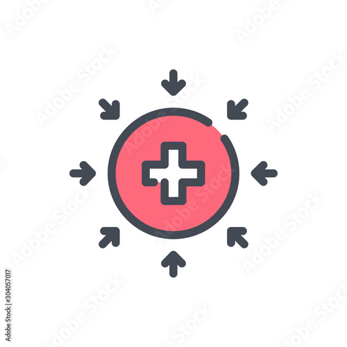 Medical cross color line icon. Hospital location vector outline colorful sign.