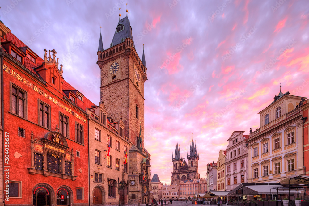 Fototapeta premium Old Town Hall located in Old Town Square. Prague, Czech Republic.