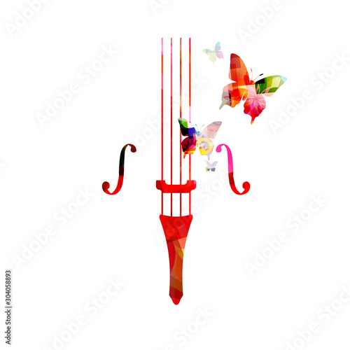 Colorful music promotional poster with violoncello isolated vector illustration. Artistic music background, music show, live concert events, party flyer design template