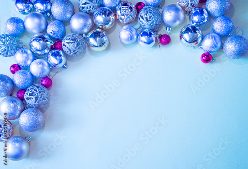 abstract background with blue christmas balls