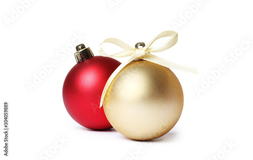 Christmas balls on white background