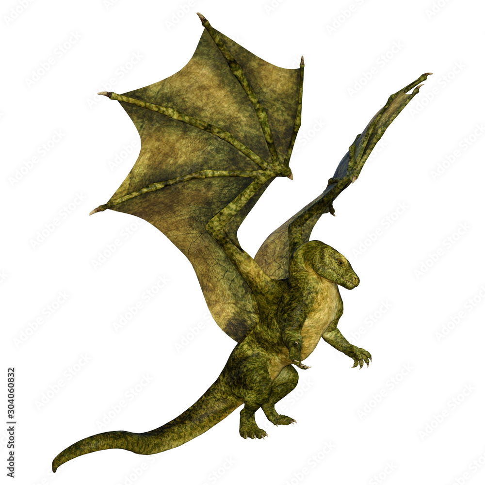 Fototapeta premium 3D Rendering Fairy Tale Dragon on White