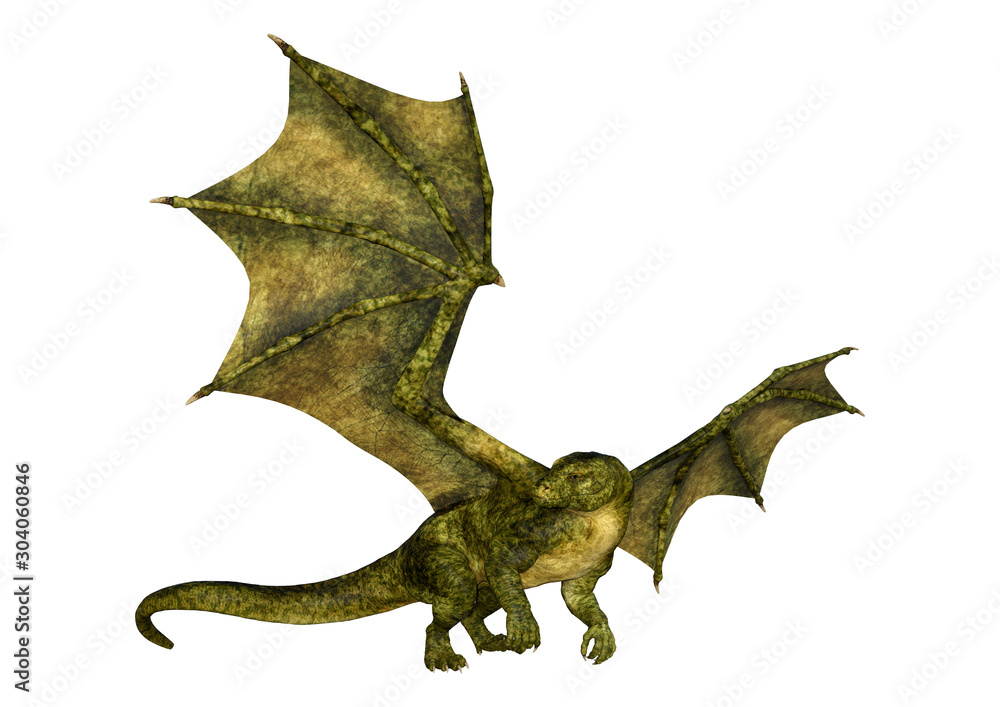 Fototapeta premium 3D Rendering Fairy Tale Dragon on White