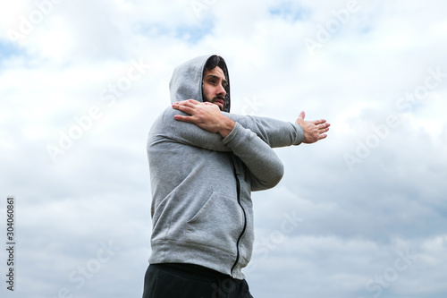 Sportive man training outdoor