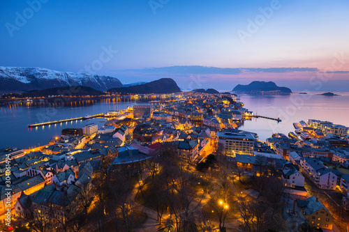 Scenery of Alesund city at Norwegian Sea, Norway