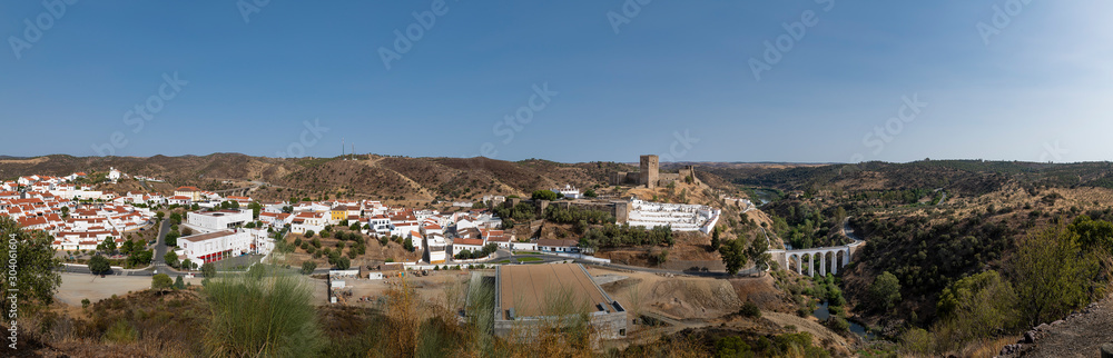 Panoramic view of the traditional village of Mértola, in Alentejo, Portugal.