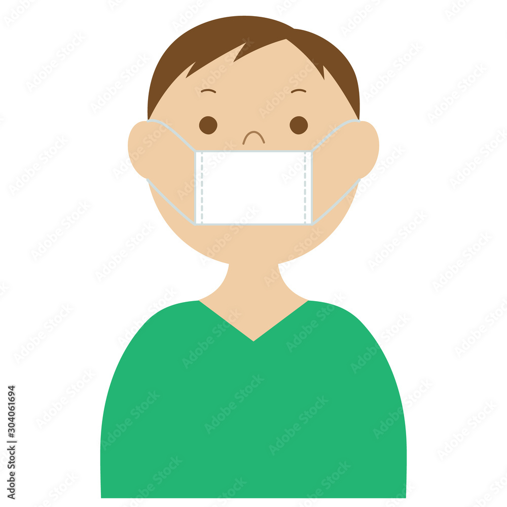 Illustration of a man wearing a medical mask Illustration of a man wearing a medical mask