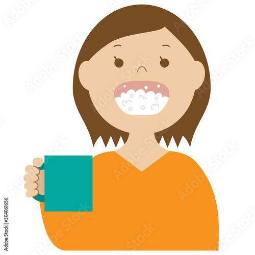 Illustration of a woman gargle