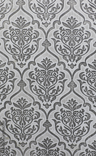 gray kitchen ceramic tile with abstract floral mosaic pattern