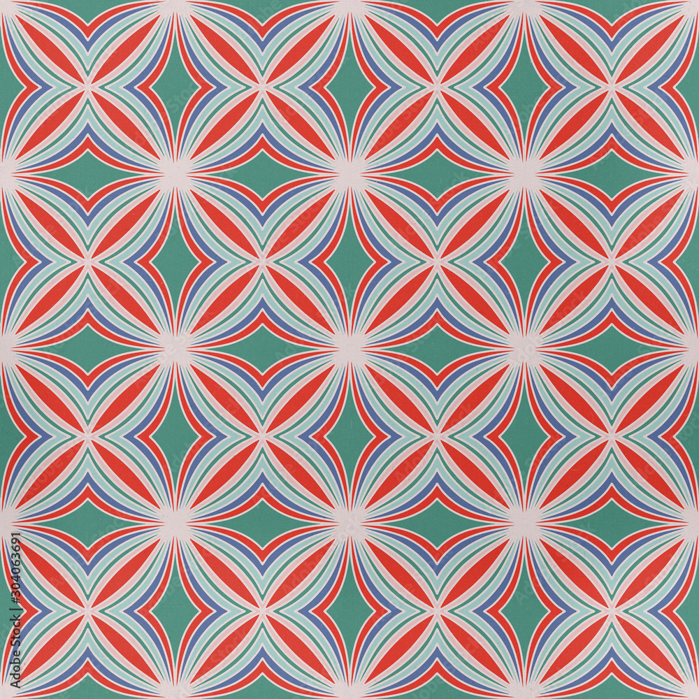 Pattern Abstract Vintage Geometric Line Plant Leaf