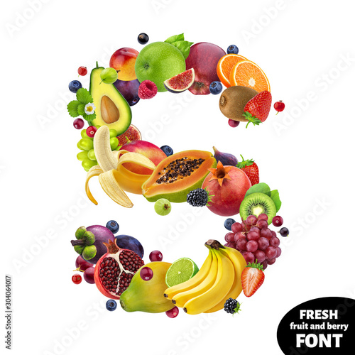 Fototapeta Naklejka Na Ścianę i Meble -  Letter S, fruit font symbol isolated on white background