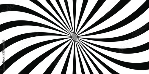Black and white curved sun rays vector background
