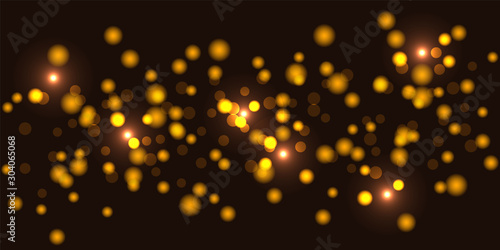 Luxury gold glitter bokeh lights background. Abstract defocused circular. Holiday background. Magic background. Golden christmas granular abstract texture. Golden confetti. Vector illustration eps 10
