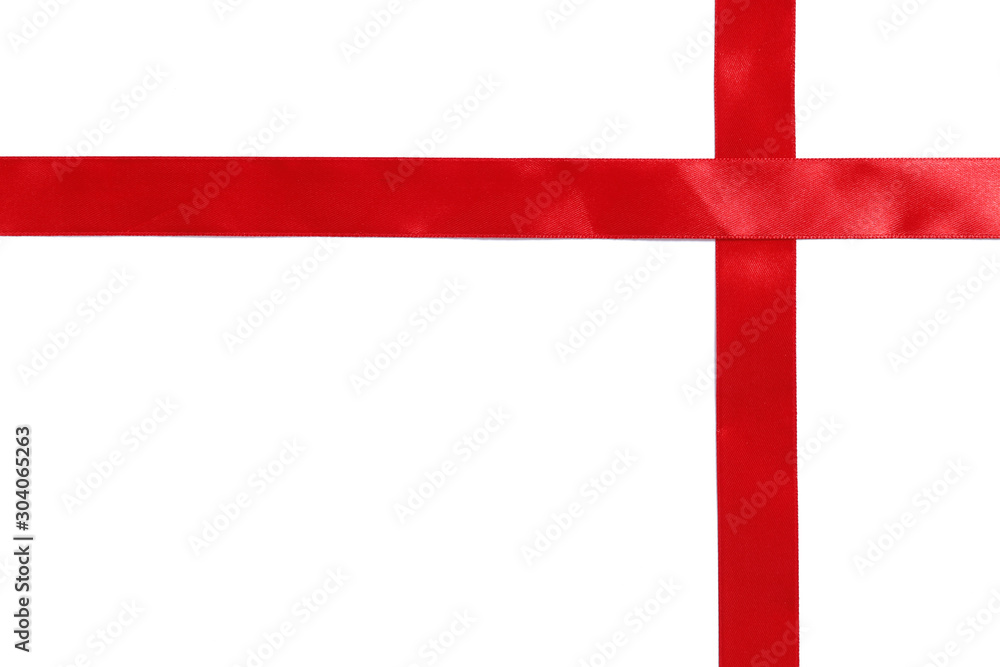 Obraz premium Red Festive Ribbon isolated on a white background