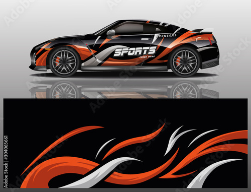 sport car decal wrap design vector