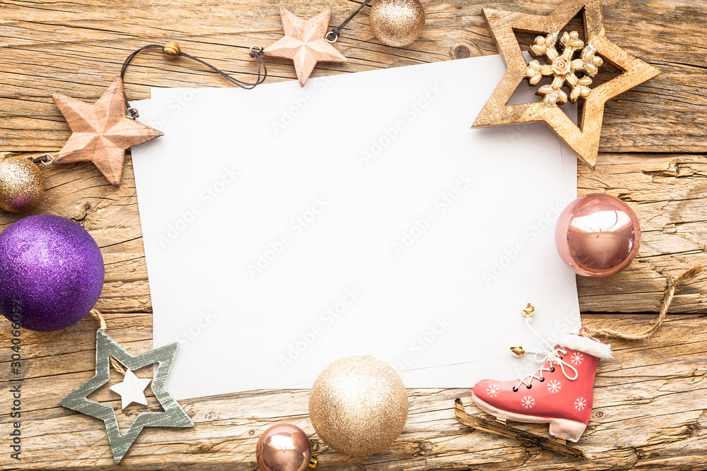 Christmas New Year background decoration on beautiful old vintage ...