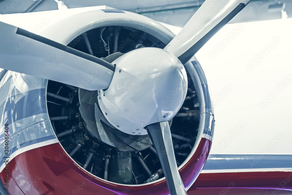 Turboprop light engine aircraft, close up view. Turboprop light engine aircraft, close up view.