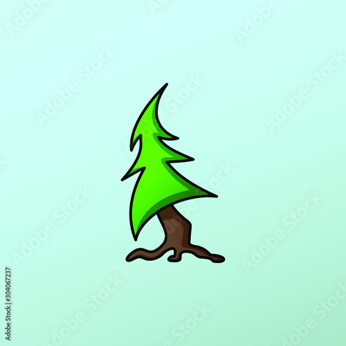 Simple christmas tree logo. X mas illustration icon of traditional festive symbol of the winter holiday seasonal event during new year. for printing on product or use on website design. vector image
