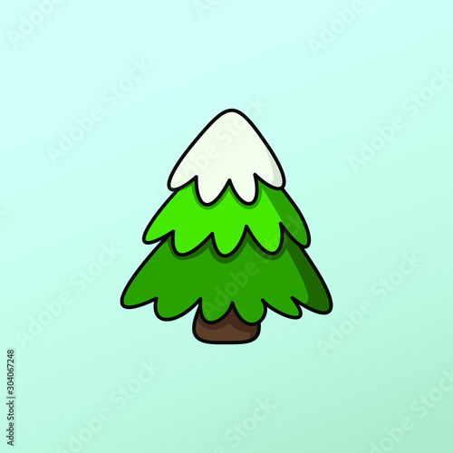 Simple christmas tree logo. X mas illustration icon of traditional festive symbol of the winter holiday seasonal event during new year. for printing on product or use on website design. vector image