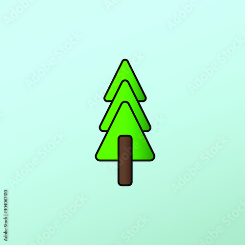 Abstract christmas tree logotype with green rounded triangle formed elements. Fir tree, x mas symbol logo for printing on product during festive holiday season in winter. illustration vector