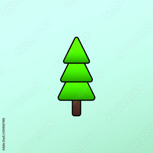 Abstract christmas tree logotype with green rounded triangle formed elements. Fir tree, x mas symbol logo for printing on product during festive holiday season in winter. illustration vector