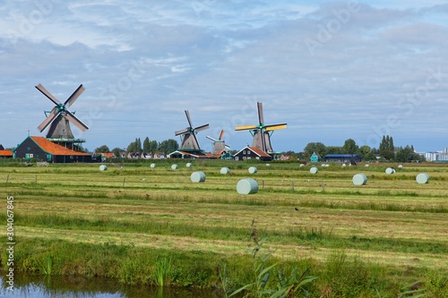 Dutch windmills in Netherlands closeup footage