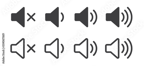 Set of Sound Icons Vector Design Flat Style Volume levels