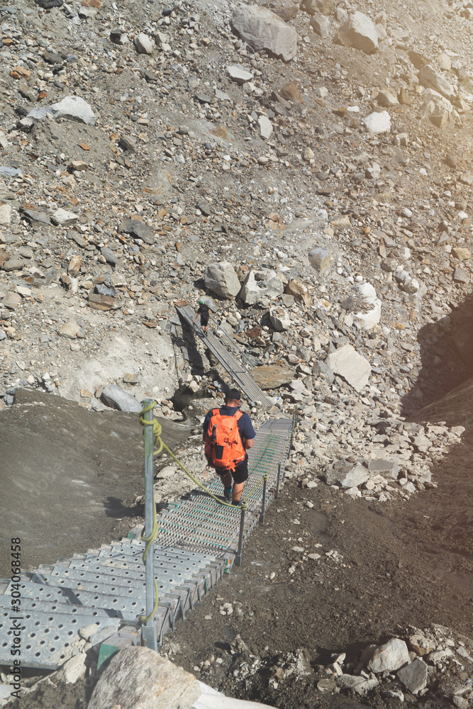 Trekking/Hiking on a Glacier in the Swiss Alps Trekking/Hiking on a Glacier in the Swiss Alps
