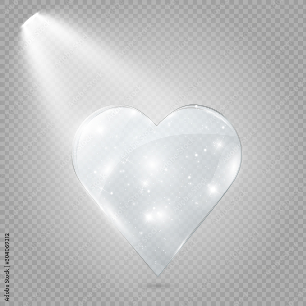 Glass heart on a transparent background, illustration. Glass heart on a transparent background, illustration.