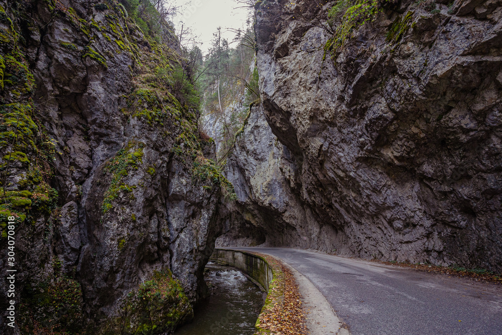 Rocky tunnel between the hills in Rhodope mountains