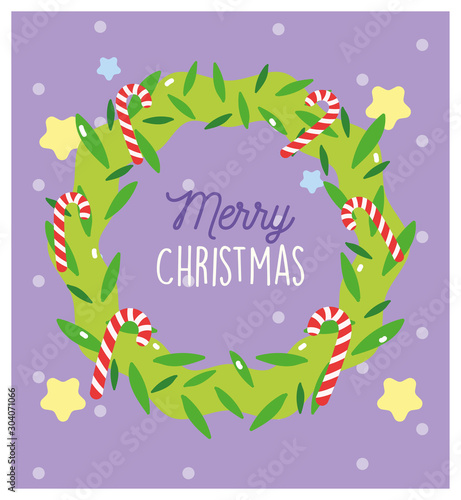 merry christmas wreath candy canes peppermint stars snow