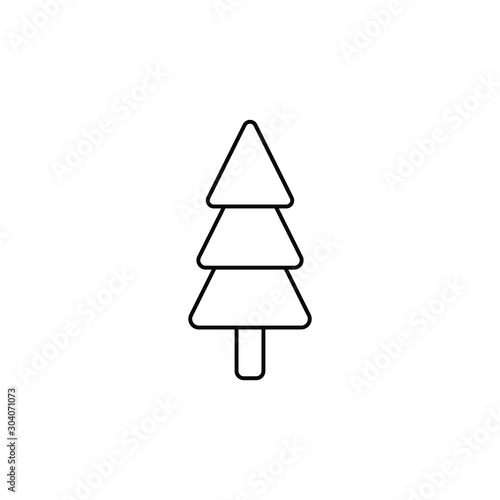 Abstract christmas tree logotype with rounded triangle formed elements. Fir tree, x mas symbol logo for printing on product during festive holiday season in winter. Line art illustration vector