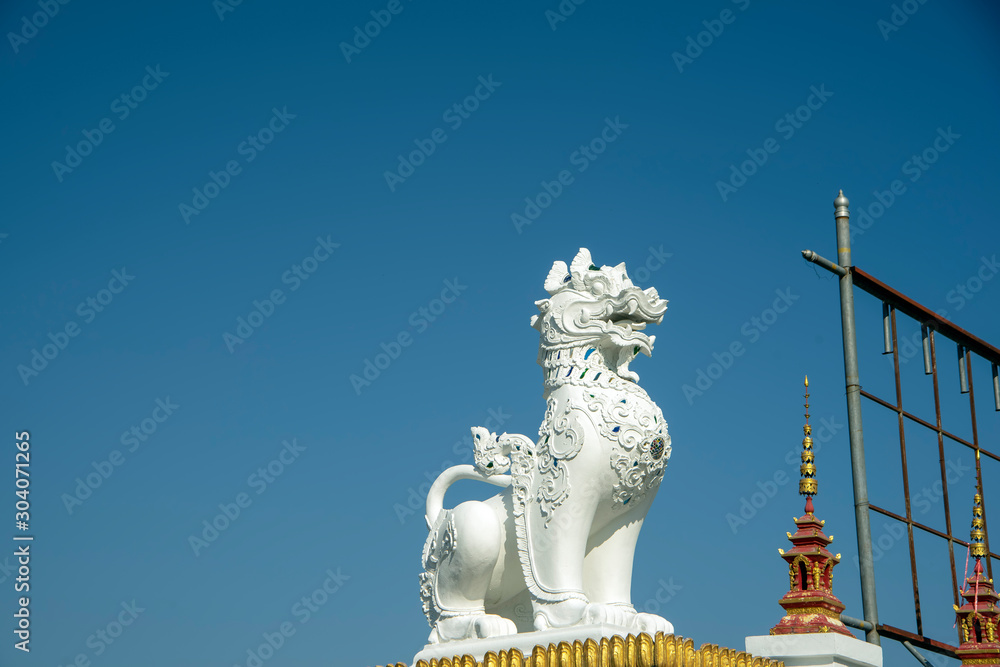 Obraz premium Temple guardian at Wat Jed Yod, Chiang Rai, Thailand