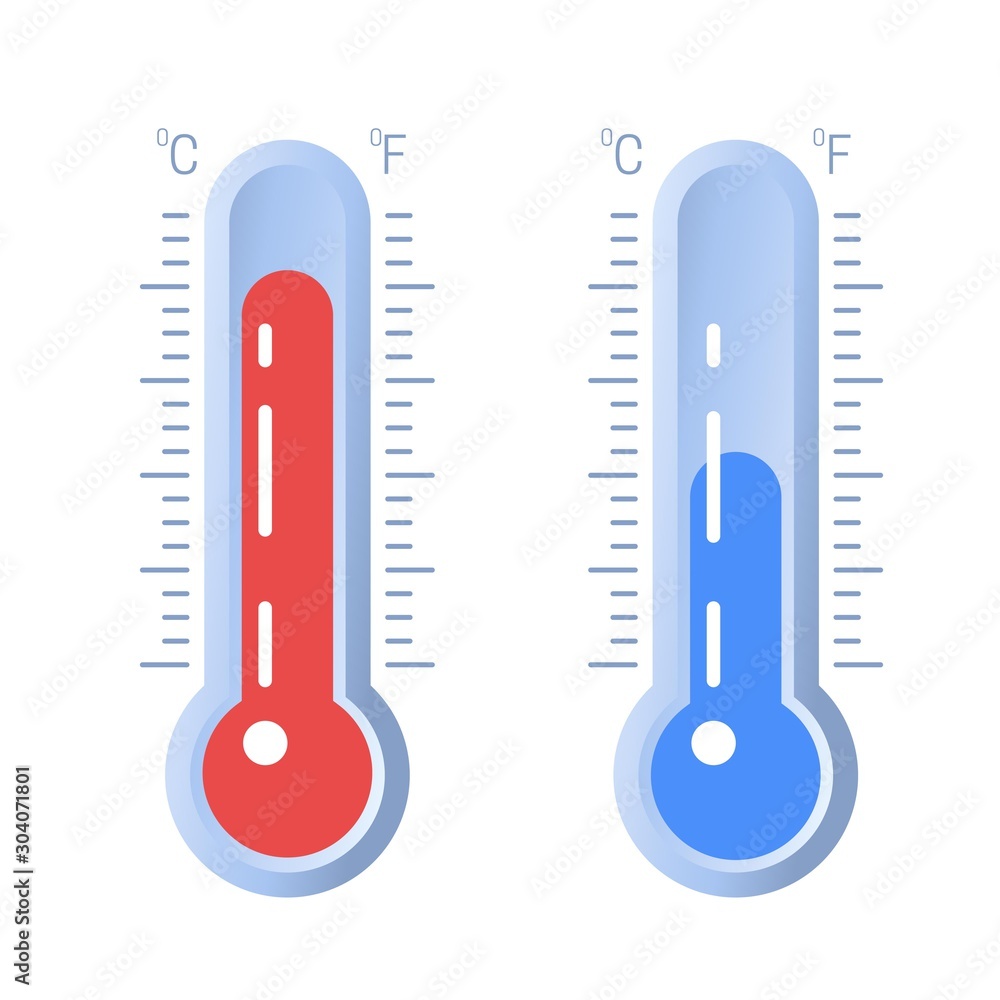 Thermometer icon or temperature symbol. Hot and cold weather Thermometer icon or temperature symbol. Hot and cold weather