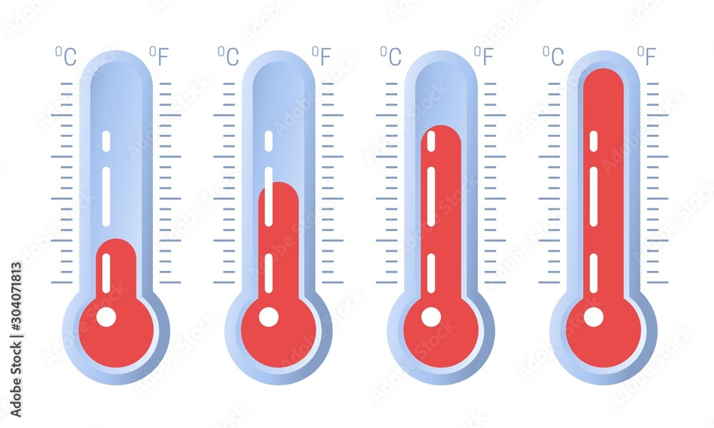 Thermometer icon or temperature symbol with different levels Thermometer icon or temperature symbol with different levels