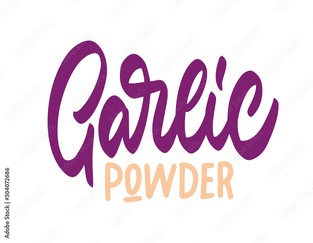 Garlic Powder Vector illustration. Lettering for posters, greeting cards, decoration, prints. Handwritten lettering. Modern ink brush calligraphy.