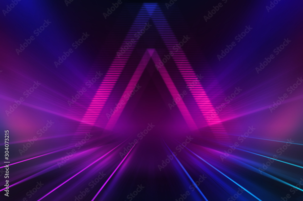 Empty dark abstract background. Background of an empty show scene. Glow of neon lights on an empty stage. Empty dark abstract background. Background of an empty show scene. Glow of neon lights on an empty stage.