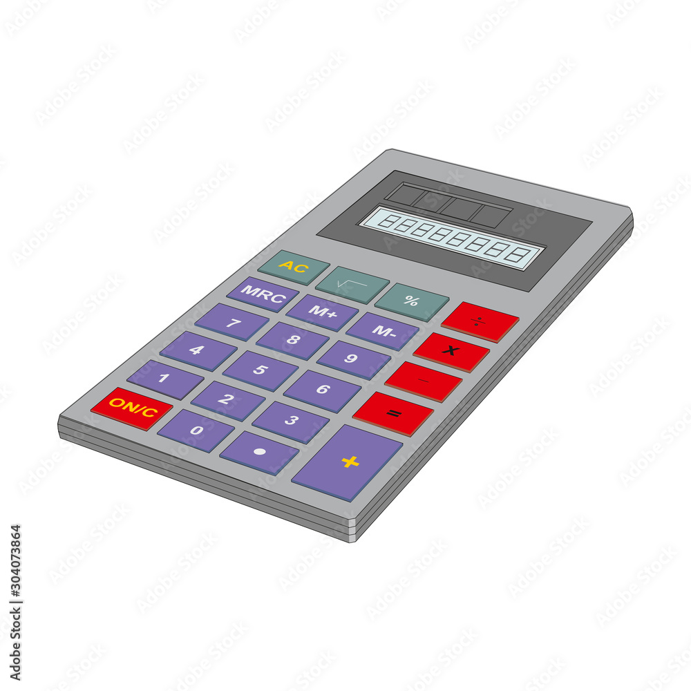 Top View of Calculator. Illustration on white Top View of Calculator. Illustration on white
