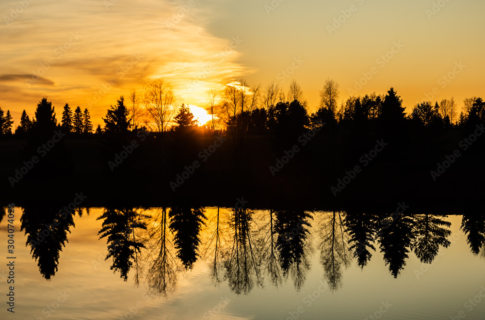 Beautiful sunset on river Kymijoki at autumn, Finland. Beautiful sunset on river Kymijoki at autumn, Finland.