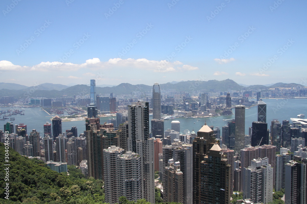 ビクトリアピークから望む香港の風景　日中