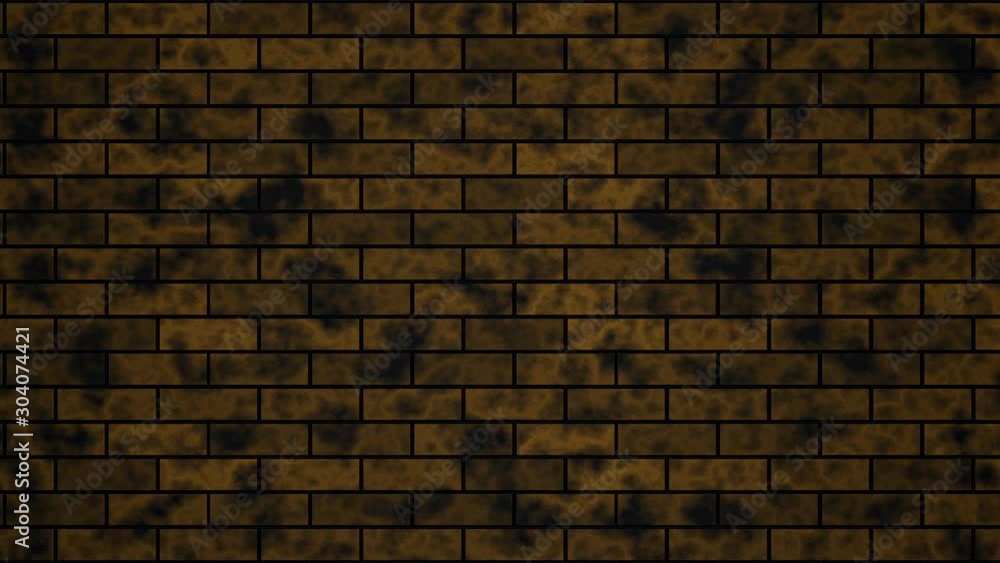 An old and stained dirty looking orange and brown bricked wall background moving from left to right. An old and stained dirty looking orange and brown bricked wall background moving from left to right.