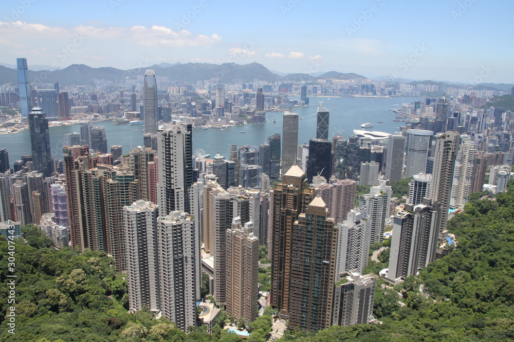 ビクトリアピークから望む香港の風景　日中
