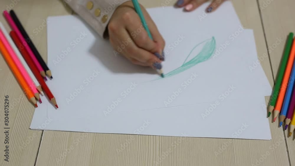 Hands draw with pencil. Concept of creative hobby, painting inspiration, art learning. Footage. Hands draw with pencil. Concept of creative hobby, painting inspiration, art learning. Footage.