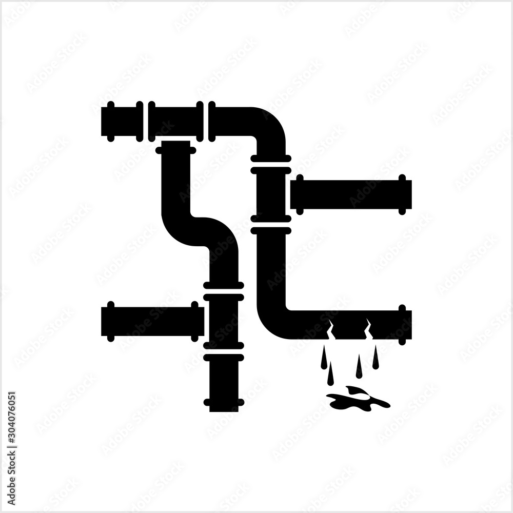 Broken Pipe Icon, Leakage In Pipe Broken Pipe Icon, Leakage In Pipe