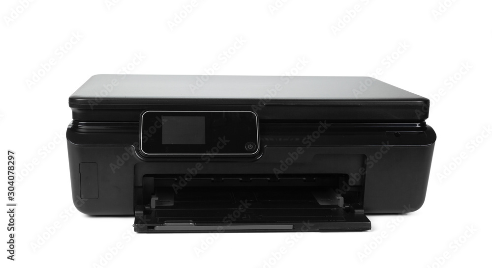 Black multi function printer isolated against a white background Black multi function printer isolated against a white background