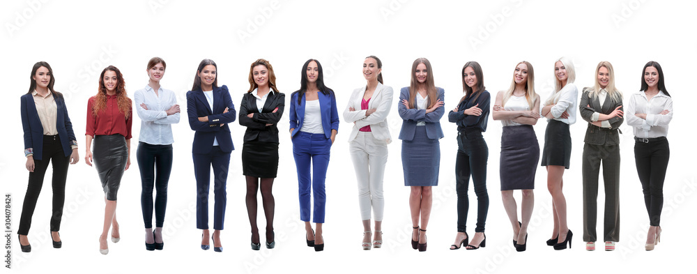 Obraz premium panoramic photo of a big business team standing together